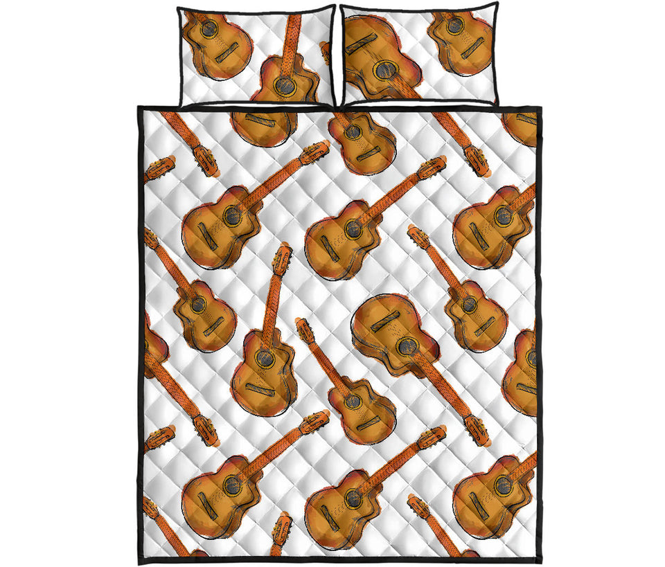 Paint Guitar Pattern Quilt Bed Set