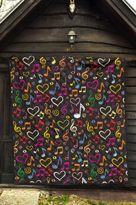 Music Notes Pattern Print Design 02 Premium Quilt