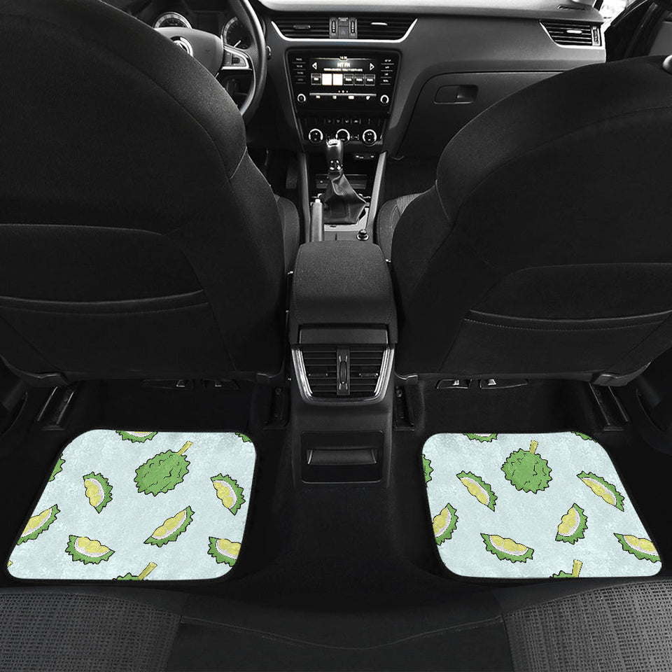 Durian Pattern Blue Background Front And Back Car Mats