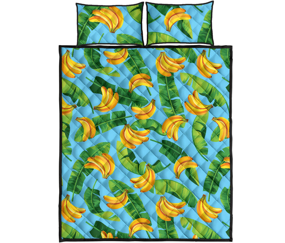 banana leaves banana design pattern Quilt Bed Set