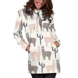 Llama Alpaca Pattern Women'S Hoodie Dress