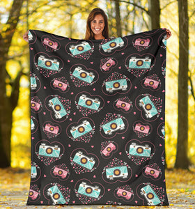 Camera Pattern Print Design 04 Premium Blanket