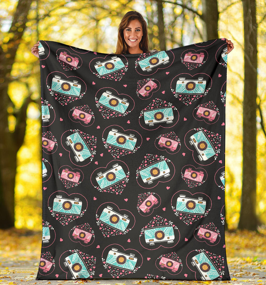 Camera Pattern Print Design 04 Premium Blanket