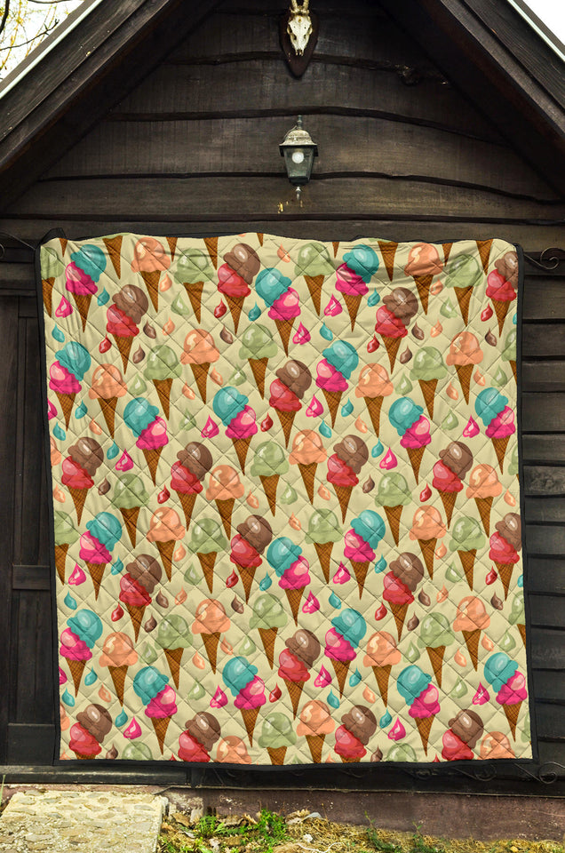Colorful Ice Cream Pattern Premium Quilt