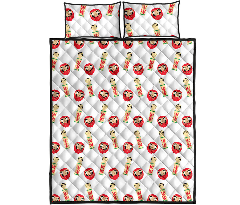 Daruma japanese wooden doll Quilt Bed Set