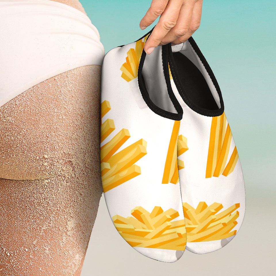 French Fries White Paper Box Pattern Aqua Shoes