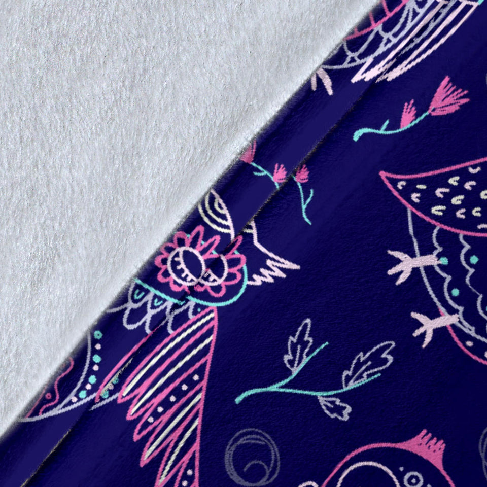 Cute Owls Pattern Boho Style Ornament Premium Blanket