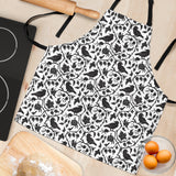 Crow Dark Floral Pattern Adjustable Apron