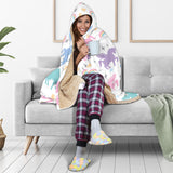 Colorful Unicorn Rainbow Heart Pattern Hooded Blanket