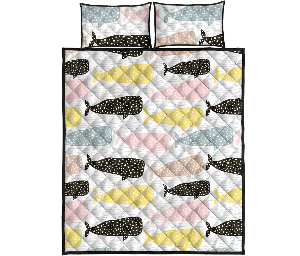 Whale dot pattern Quilt Bed Set