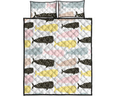 Whale dot pattern Quilt Bed Set