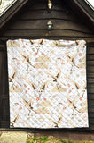 Beautiful Japanese Cranes Pattern Premium Quilt