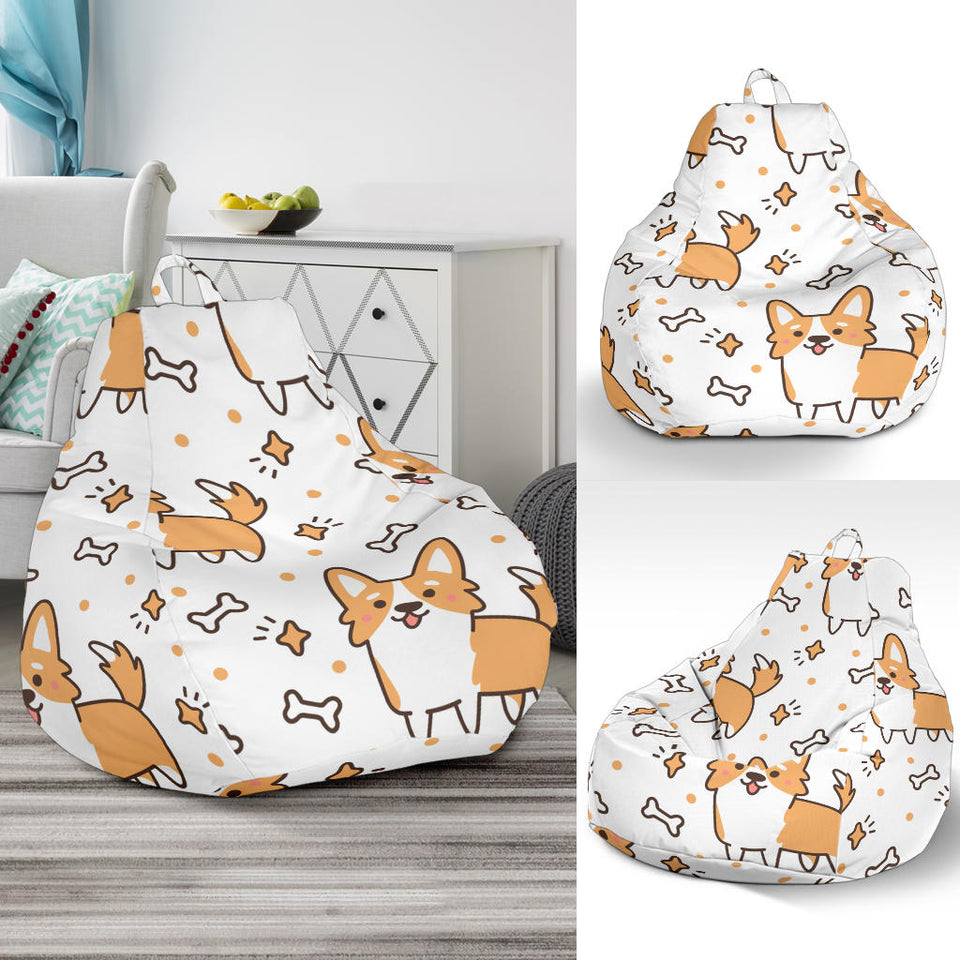 Cute Corgi Heart Star Bone Pattern Bean Bag Cover