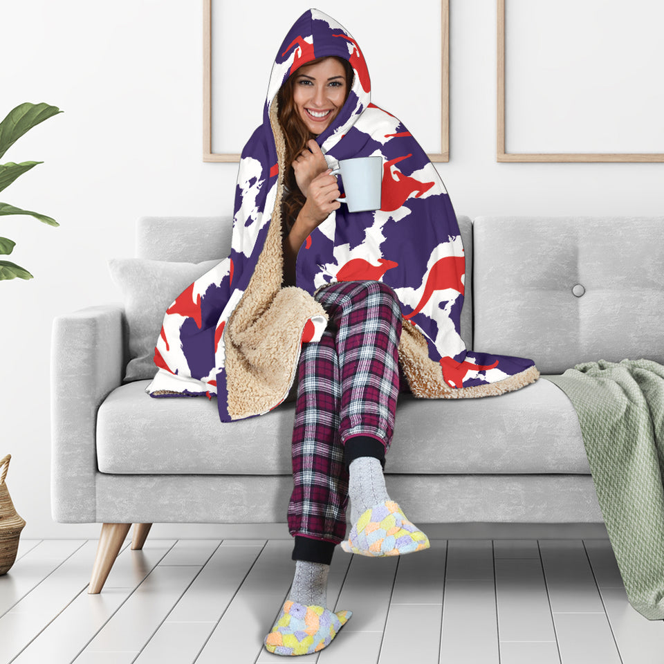 Kangaroo Australian Pattern Hooded Blanket