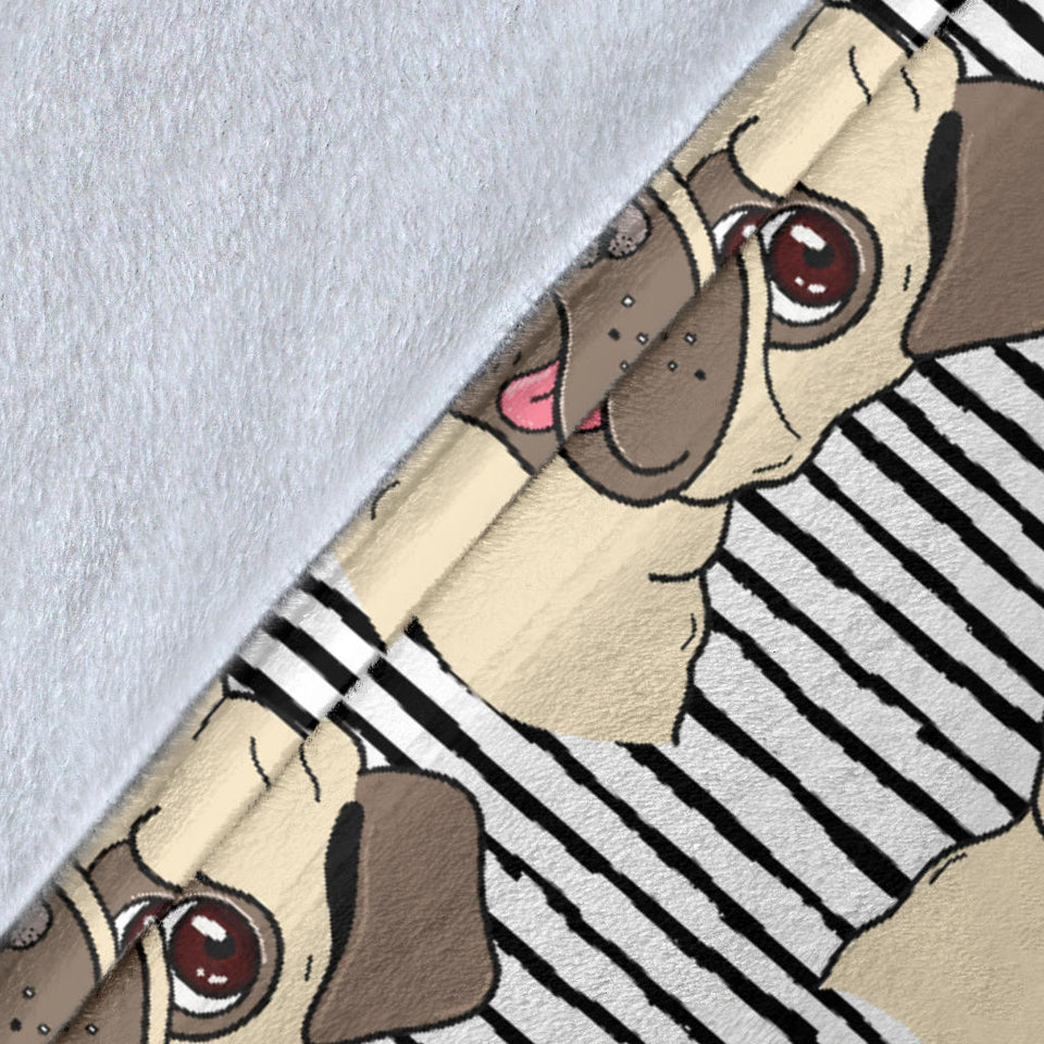 Happy Pug Pattern Premium Blanket