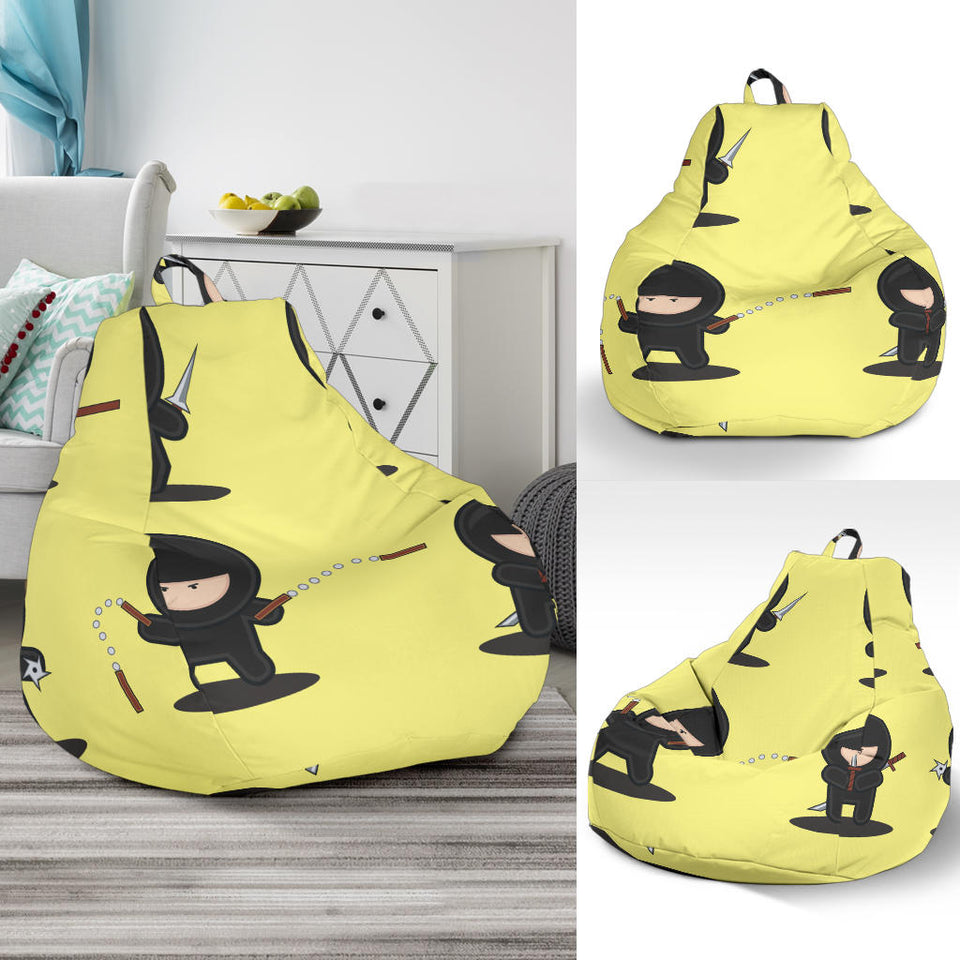Cute Ninja Yellow Background Bean Bag Cover