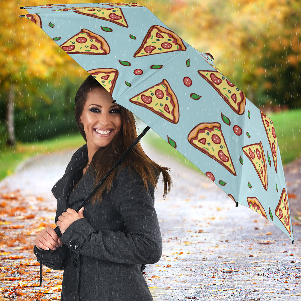 Hand Drawn Pizza Blue Background Umbrella