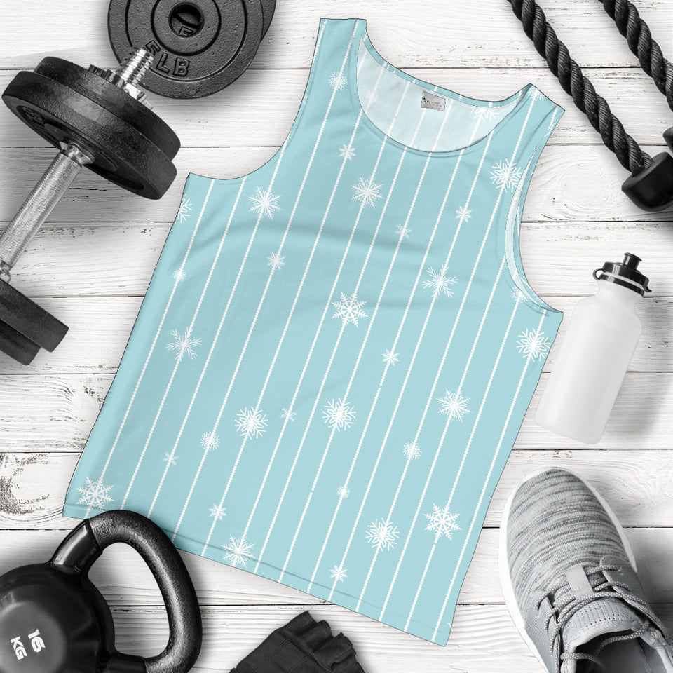 Snowflake pattern blue stripe background Men Tank Top