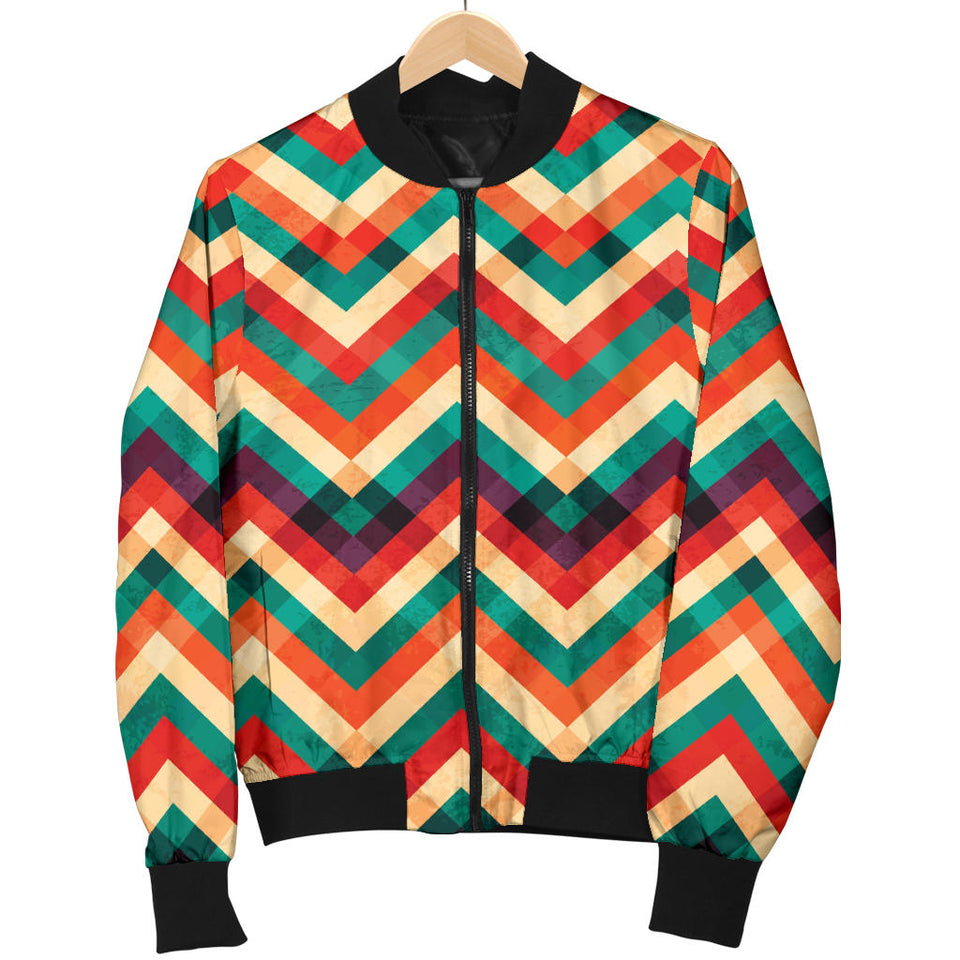 Zigzag  Chevron Colorful Pattern Women'S Bomber Jacket