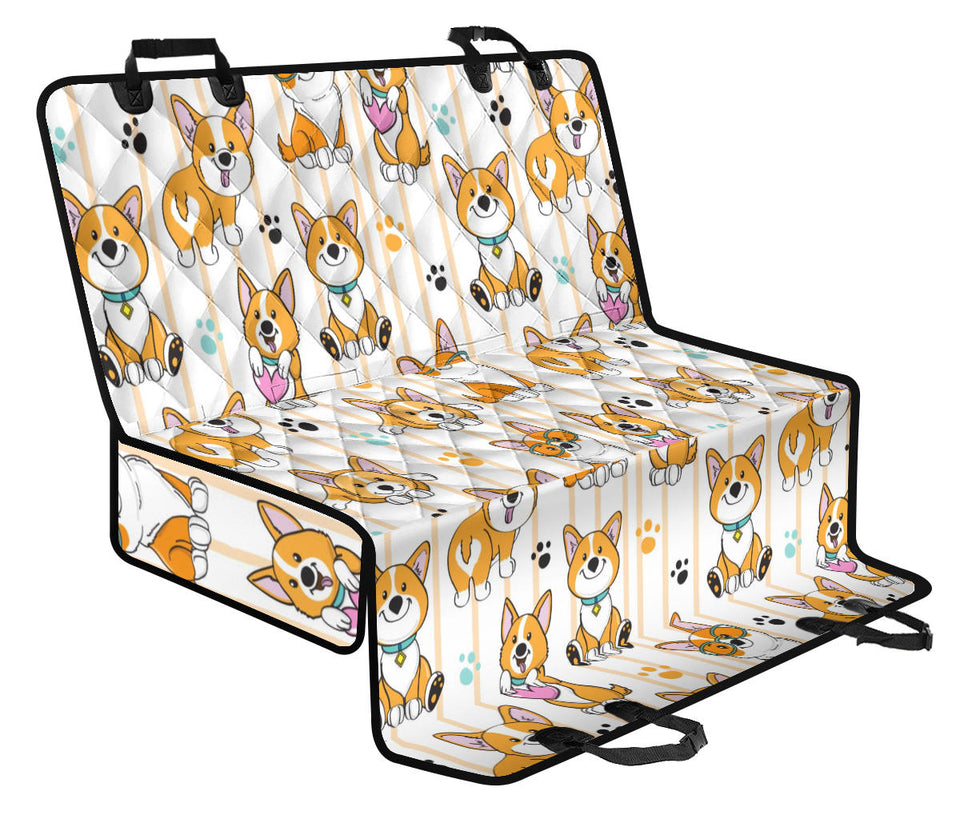 Cute Dog Corgi Striped Background Pattern Dog Car Seat Covers