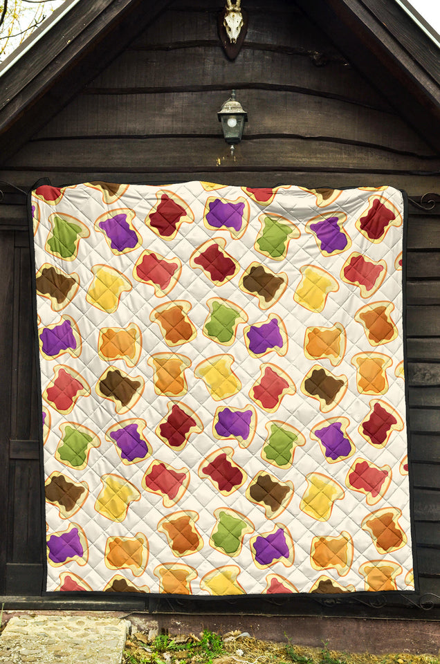 Bread Toast Pattern Print Design 02 Premium Quilt