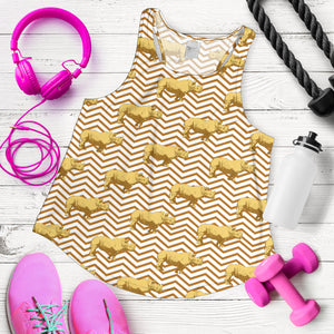 Rhino yellow theme pattern Women Racerback Tank Top