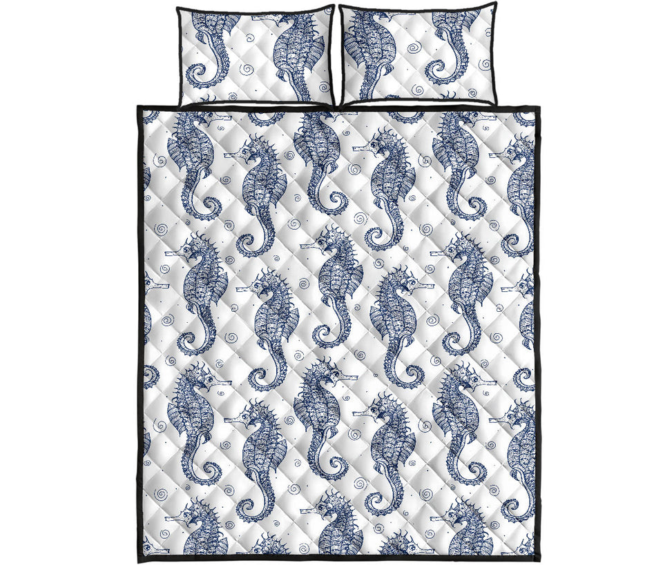 Seahorse pattern background Quilt Bed Set