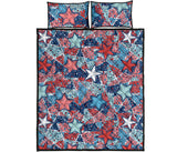 Hand drawn colorful starfish Quilt Bed Set