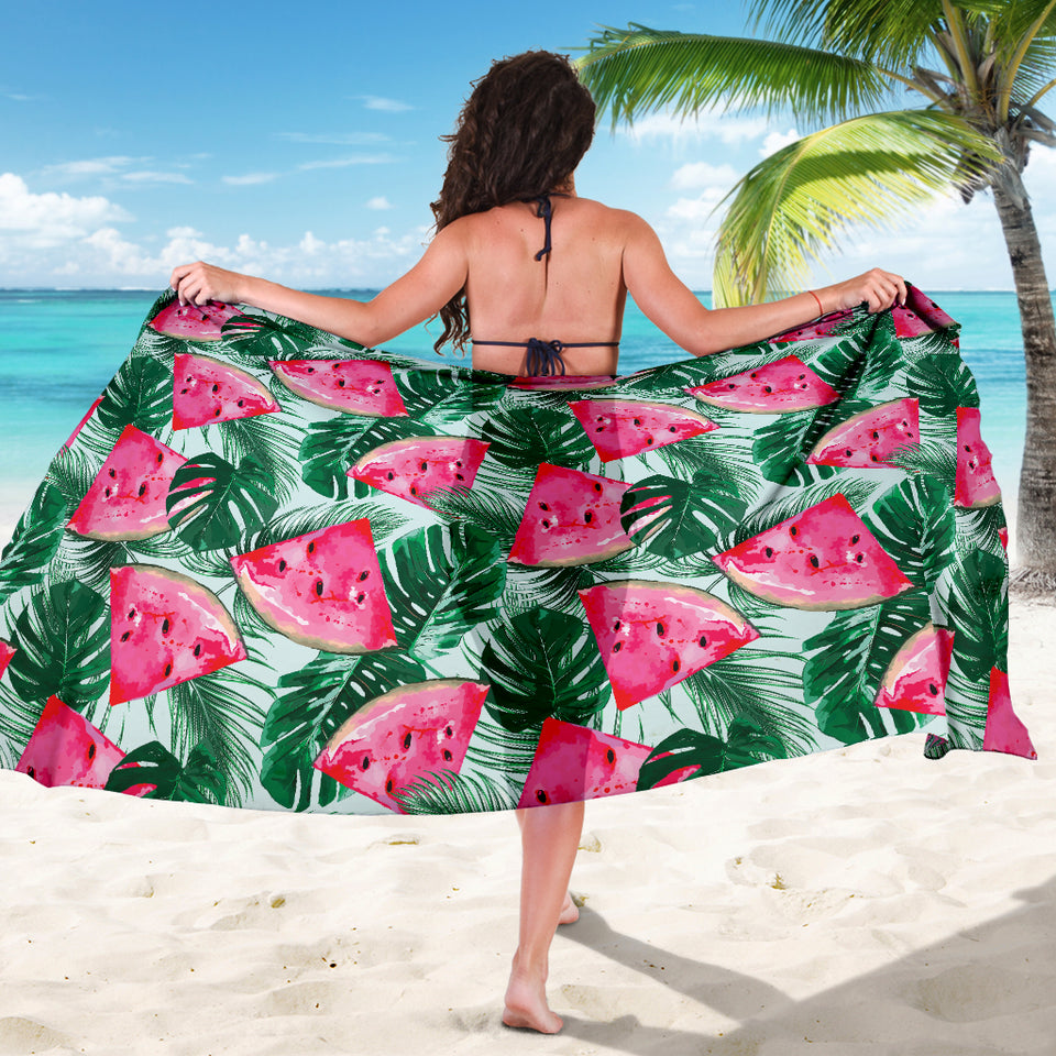 Watermelons Tropical Palm Leaves Pattern Sarong