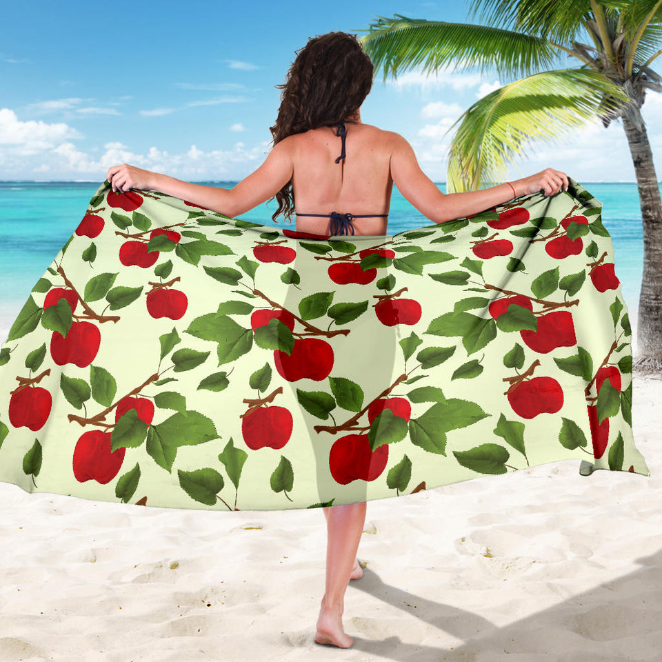 Red Apples Leaves Pattern Sarong