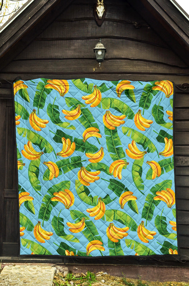 Banana Leaves Banana Design Pattern Premium Quilt