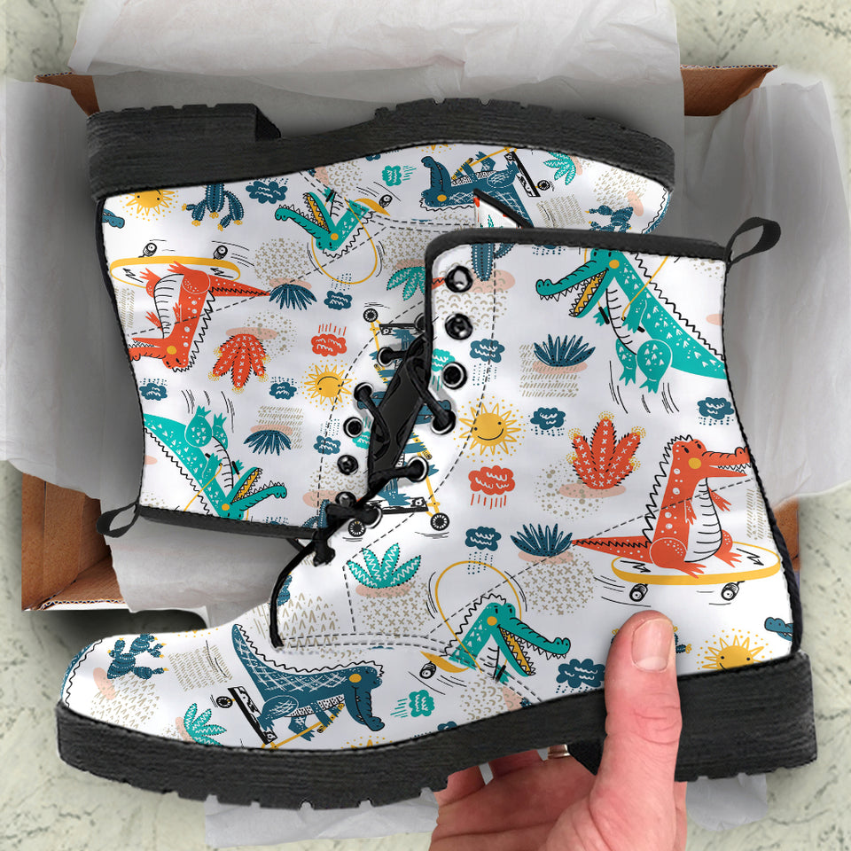 Cute Crocodile Pattern Leather Boots