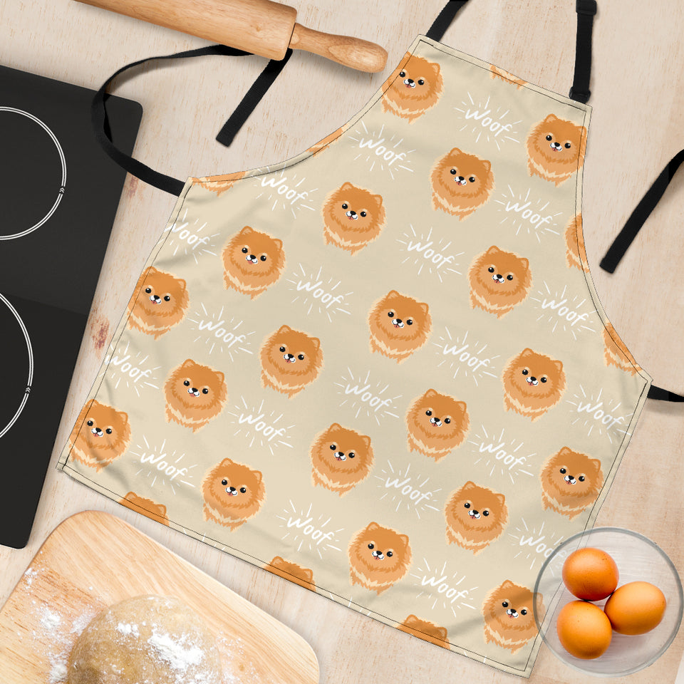 Cute Brown Pomeranian Puppy On Blue Adjustable Apron