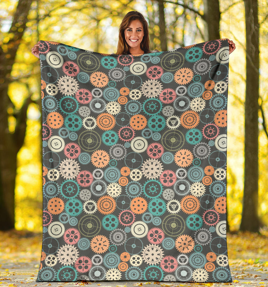 Gear Pattern Print Design 05 Premium Blanket