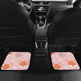 Cute Fox Pattern Pink Background Front And Back Car Mats