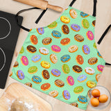 Colorful Donut Pattern Green Background Adjustable Apron