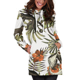 Monkey Red Hibiscus Flower Palm Leaves Floral Pattern Women'S Hoodie Dress