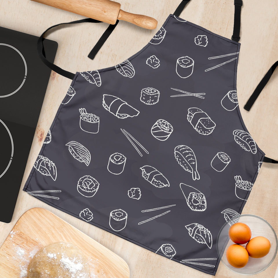 Sushi Pattern Black Background Adjustable Apron