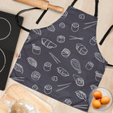 Sushi Pattern Black Background Adjustable Apron