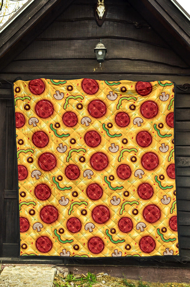 Pizza Texture Pattern Premium Quilt