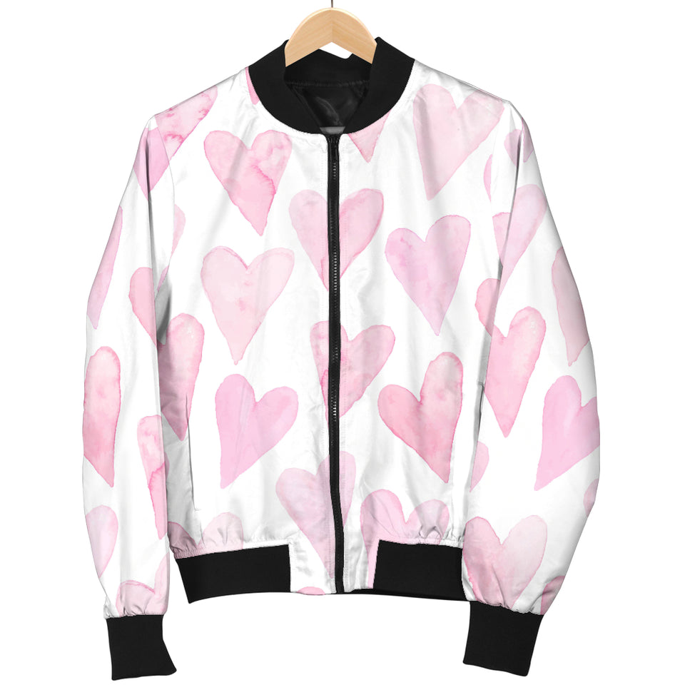 Watercolor Pink Heart Pattern Women'S Bomber Jacket