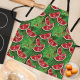 Watermelons Tropical Palm Leaves Pattern Background Adjustable Apron
