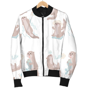 Cute Sea Otters Pattern Women'S Bomber Jacket