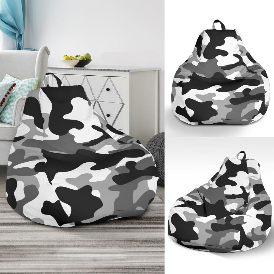 Black White Camo Camouflage Pattern Bean Bag Cover