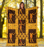 Egypt Hieroglyphics Pattern Print Design 05 Premium Blanket