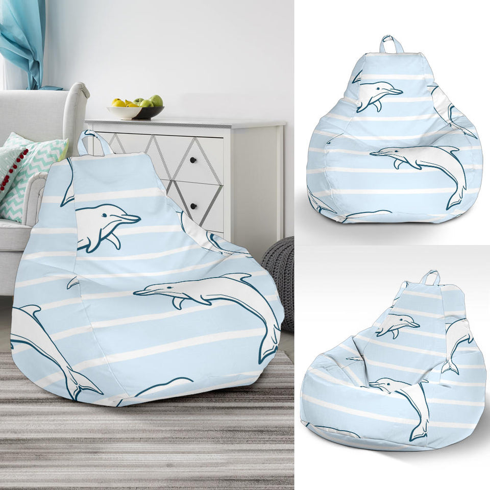 Dolphin Blue Striped Background Bean Bag Cover