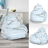 Dolphin Blue Striped Background Bean Bag Cover