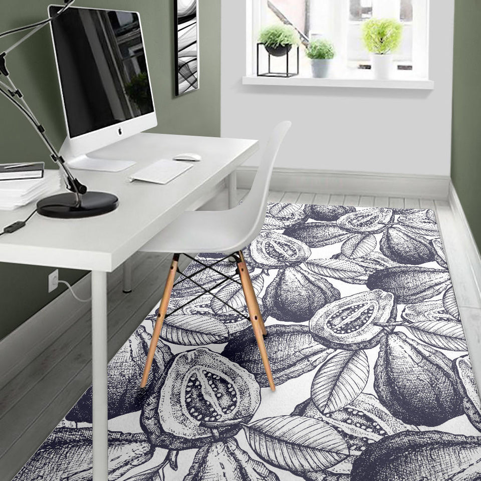 Guava Tropical Hand Drawn Pattern Area Rug