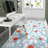 Bowling Ball Bowling Pins Blue Blackground Area Rug