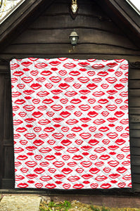 Lips Pattern Print Design 05 Premium Quilt